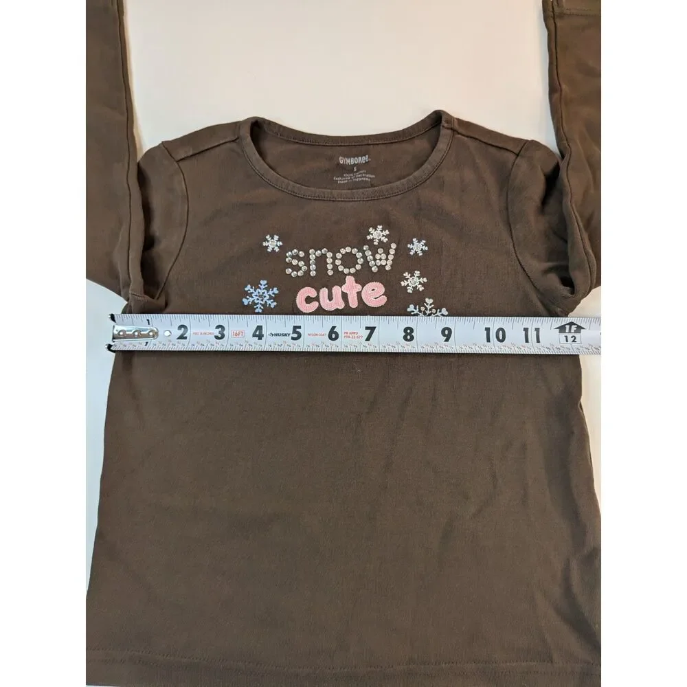 Gymboree Girls Size 5 Brown Snow Cute Snowflake Long Sleeve Shirt